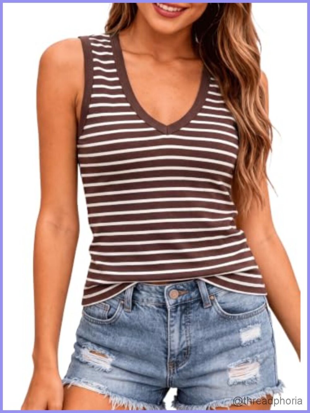 Women's Ribbed Deep V-Neck Sleeveless Tank Top - Slim Fitted Stretchy Knit
